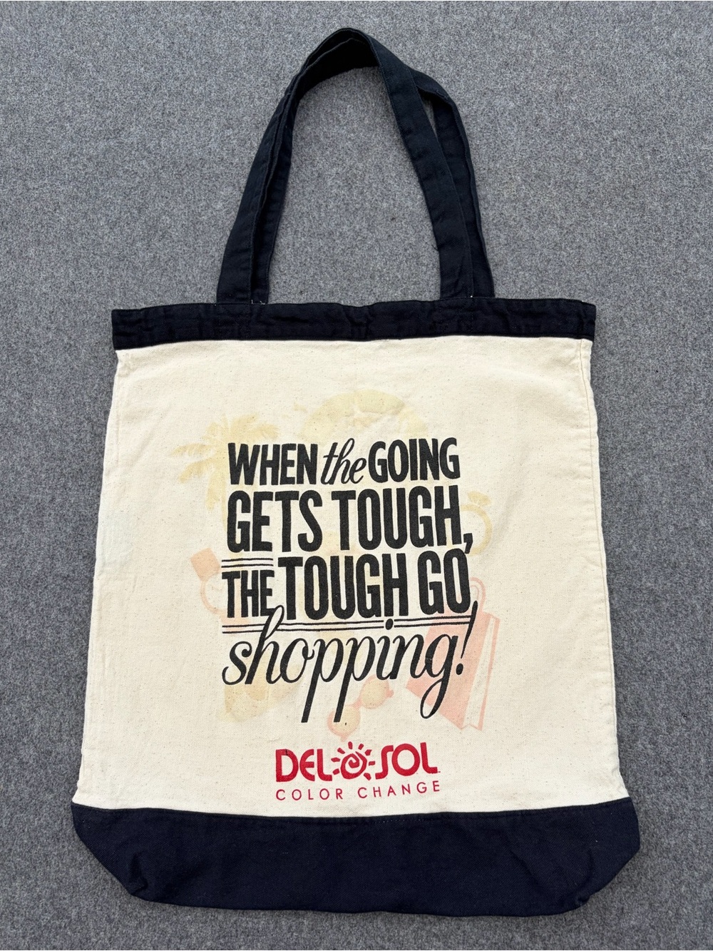 Del Sol Color Change Canvas Tote Bag - Navy & Cream Beach Vacation Tropical